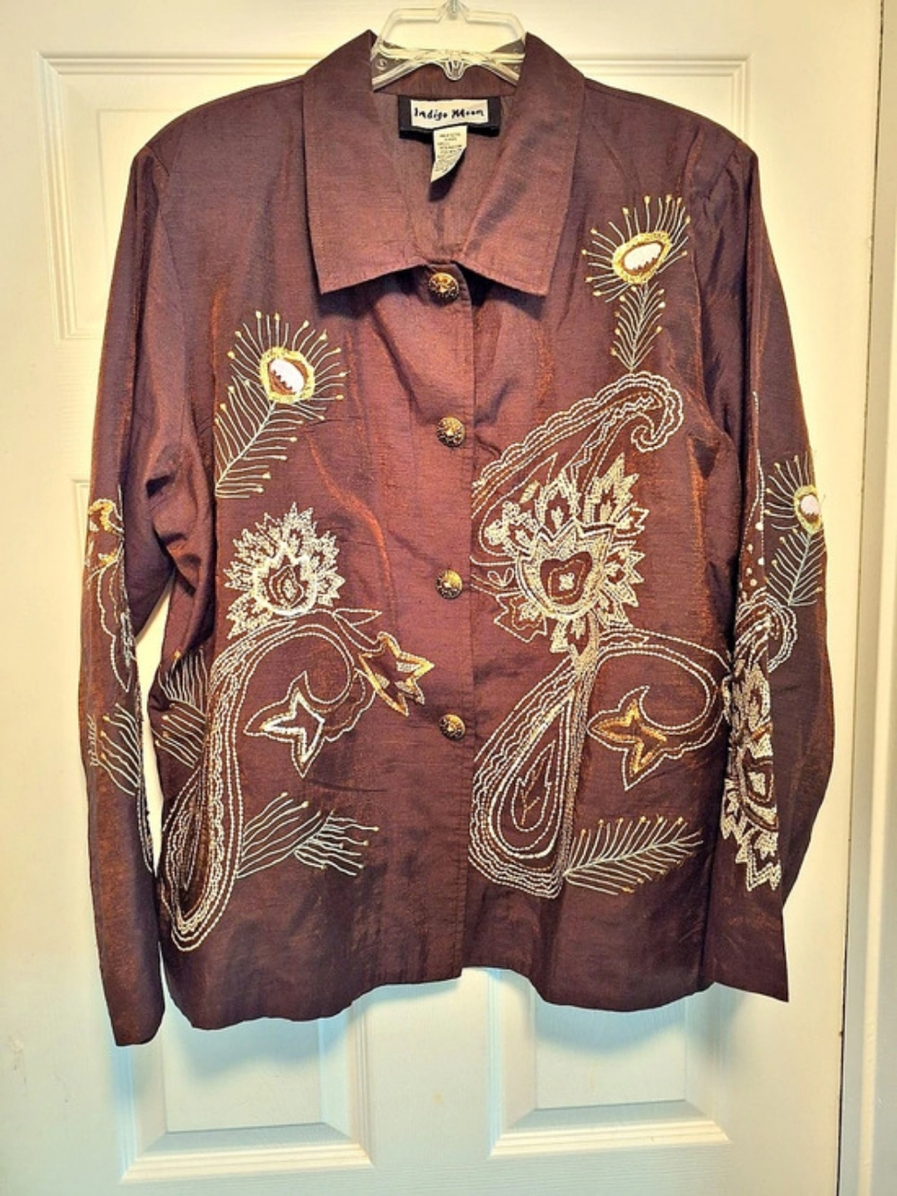 Indigo Moon Embroidered Paisley Jacket Brown Size 1X